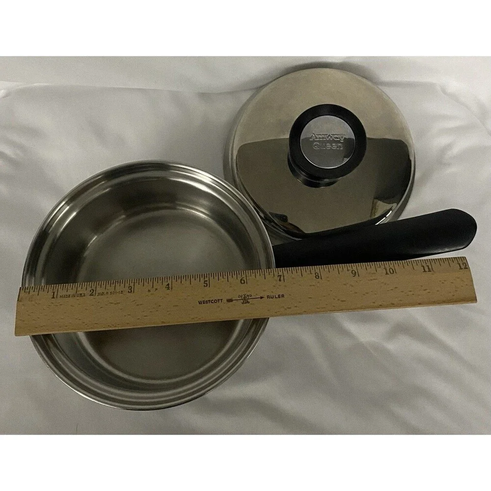 Amway Queen .75 Quart Sauce Pan & Lid Multi Ply 18/8 Stainless Cookware USA